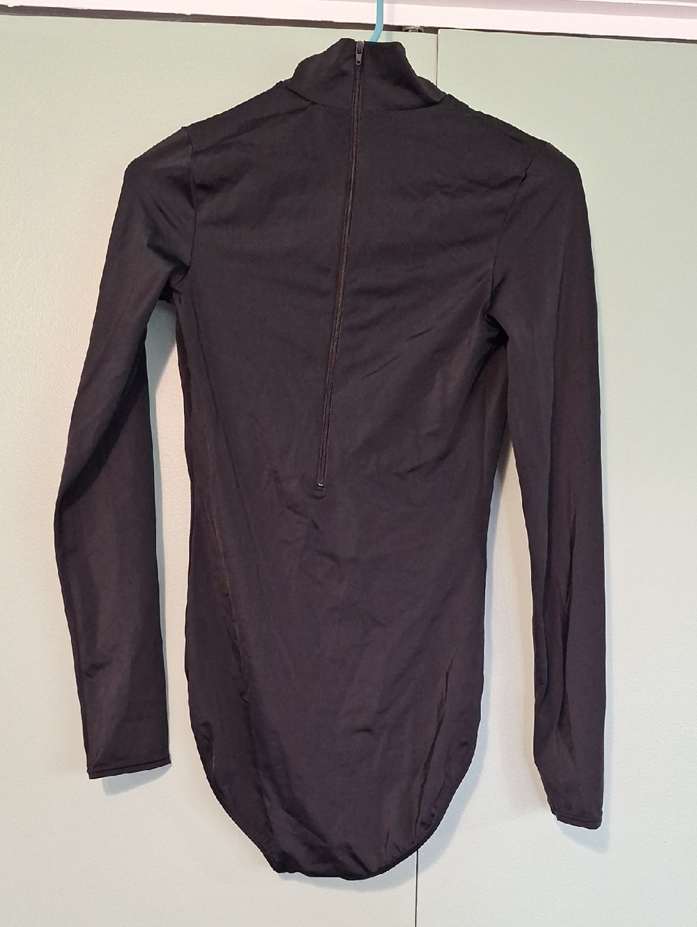 Balera Dance Black One Piece Long Sleeve Zipper Back Body Suit Size Medium - Picture 4 of 5